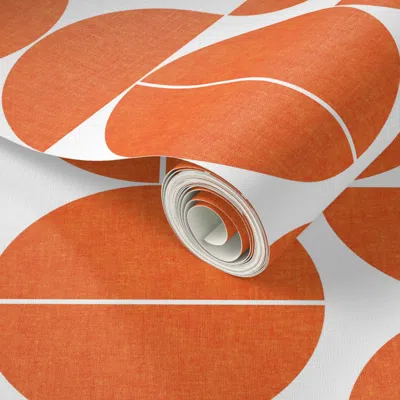 Spoonflower Peel And Stick Wallpaper Mid Century Modern Shapes Geometric Orange Modern Vintage Vintage Abstract 
