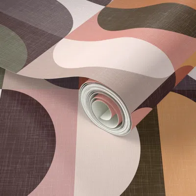 Spoonflower Peel And Stick Wallpaper Mid Century Modern Shapes - Vintage Camping / Large  Removable In Multi