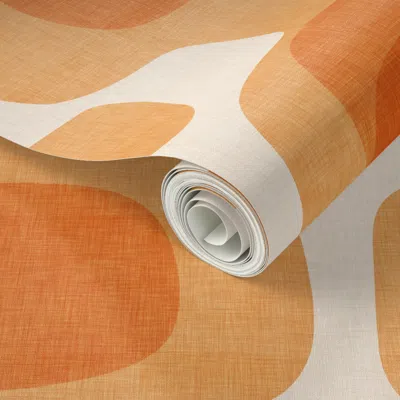 Spoonflower Peel And Stick Wallpaper Mid Century Modern Vintage Tv Orange Large Retro Geometric In Tangerine 2' 