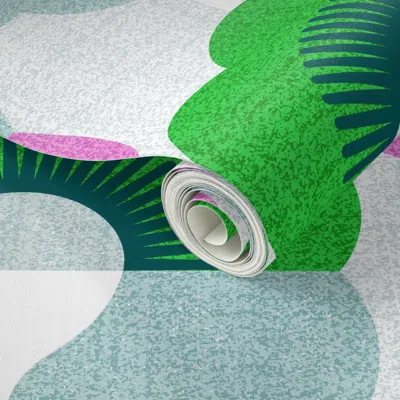 Spoonflower Peel And Stick Wallpaper Mid Century Palm Trees-jumbo 2' X 12' Removable