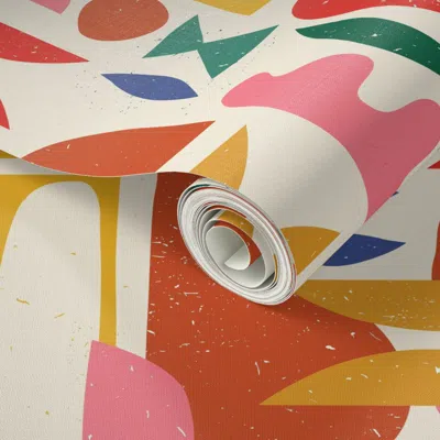 Spoonflower Peel And Stick Wallpaper Mid Century Summer Abstraction / Large 2' X 12' Removable In Multi