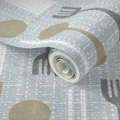 Spoonflower Peel And Stick Wallpaper Mid Mod Cutlery And Napkins 2' X 12' Removable