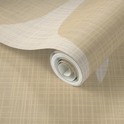 Spoonflower Peel And Stick Wallpaper Mid Mod Cut-out Geometric Diamonds Linen Texture - Beige On Cream White 2'  In Brown