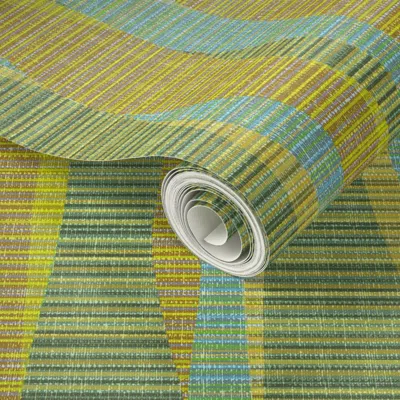 Spoonflower Peel And Stick Wallpaper Mid Mod Lines Olive And Brown Vertical 2' X 12' Removable