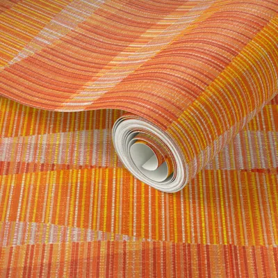 Spoonflower Peel And Stick Wallpaper Mid Mod Lines Red Coral Orange 2' X 12' Removable