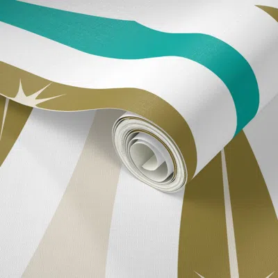 Spoonflower Peel And Stick Wallpaper Mid Mod Minimalism Surf Ogee-retro-beach-surfboard-olive Turquoise-large  R