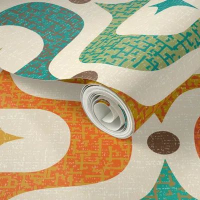 Spoonflower Peel And Stick Wallpaper Mid Mod Ogee 2' X 12' Removable