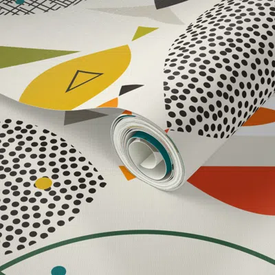 Spoonflower Peel And Stick Wallpaper Mid Mod Swimming 2' X 12' Removable