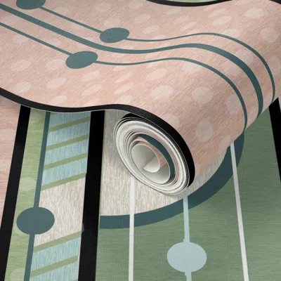Spoonflower Peel And Stick Wallpaper Mid-century Circles 2' X 12' Removable