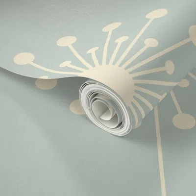 Spoonflower Peel And Stick Wallpaper Midcentury Modern Dandelions In Light Sage Green Vintage Geometric Floral 2