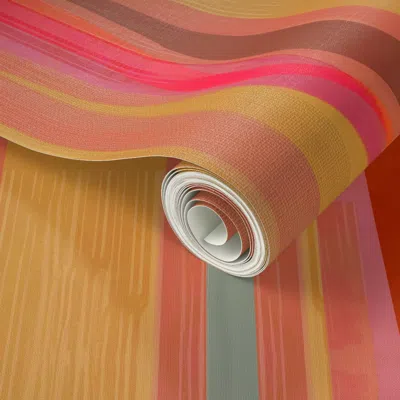 Spoonflower Peel And Stick Wallpaper Midc-plateau-gold-orange 2' X 12' Removable