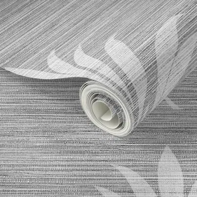 Spoonflower Peel And Stick Wallpaper Millennial Palm - Rustic-white On Light Gray Grasscloth  Removable
