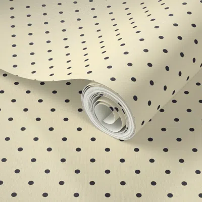 Spoonflower Peel And Stick Wallpaper Mini Micro Pin Dots Black On Neutral Yellow  Removable In Brown