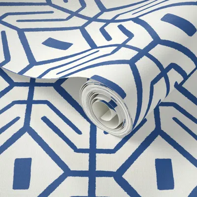 Spoonflower Peel And Stick Wallpaper Minimal Geometric/dark Blue/large  Removable
