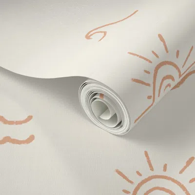Spoonflower Peel And Stick Wallpaper Minimal Surfboard Beach Brown And Beige 2' X 12' Removable