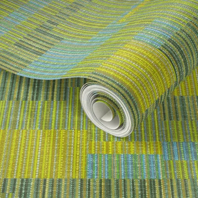 Spoonflower Peel And Stick Wallpaper Mod Blocks Lime Green Aqua 2' X 12' Removable