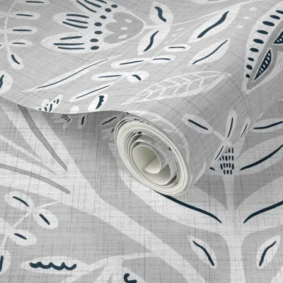 Spoonflower Peel And Stick Wallpaper Mod Damask - Large Scale  Removable