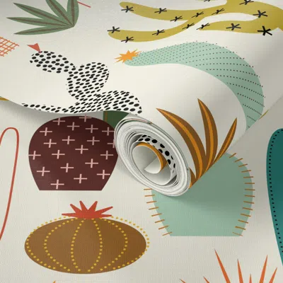Spoonflower Peel And Stick Wallpaper Mod Desert Garden 2' X 12' Removable