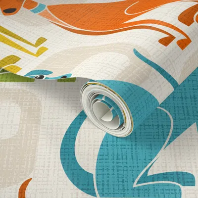 Spoonflower Peel And Stick Wallpaper Mod Dogs 2' X 12' Removable