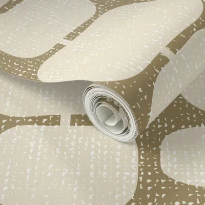 Spoonflower Peel And Stick Wallpaper Mod Textured Dots Ivory/taupe Small 2' X 12' Removable