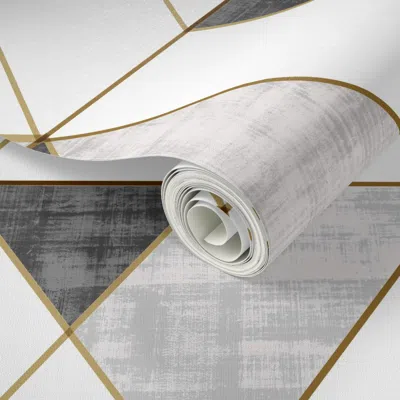 Spoonflower Peel And Stick Wallpaper Mod Triangles Black And White 2' X 12' Removable In Multi