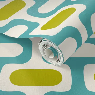 Spoonflower Peel And Stick Wallpaper Mod Waves Los Feliz Forte  Removable