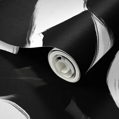 Spoonflower Peel And Stick Wallpaper Modern Black And White Ink Scribble Hand Drawn-oversized Accent Wall 2' X 1