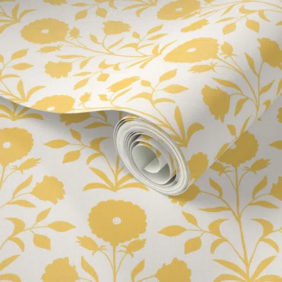 Spoonflower Peel And Stick Wallpaper Modern Trad Floral In Yarrow 2' X 12' Removable