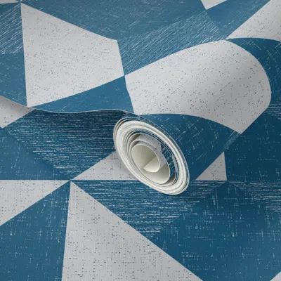 Spoonflower Peel And Stick Wallpaper Modern Triangle Quilt-blue 2' X 12' Removable