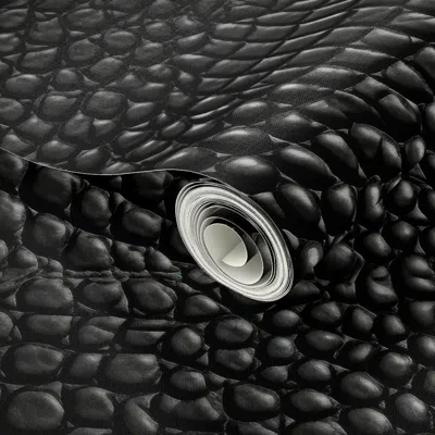 Spoonflower Peel And Stick Wallpaper Monochrome Texture Reptile Skin Atl 1102 2' X 12' Removable In Black