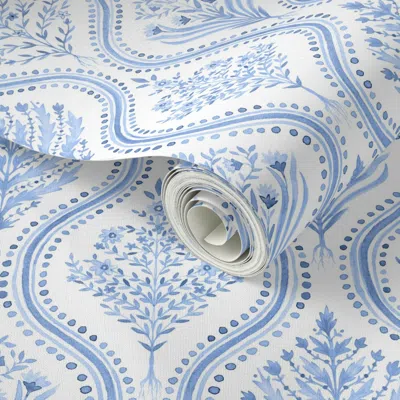 Spoonflower Peel And Stick Wallpaper Monticello New Cornflower 2' X 12' Removable