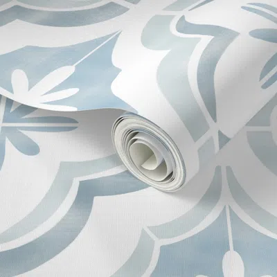 Spoonflower Peel And Stick Wallpaper Moroccan Dream - Blue And White 2' X 12' Removable