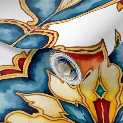 Spoonflower Peel And Stick Wallpaper Moroccan Tiles Art 2' X 12' Removable