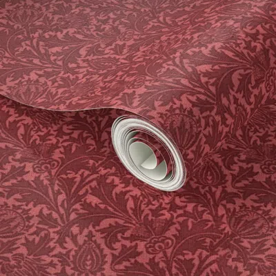 Spoonflower Peel And Stick Wallpaper Morris Earth Red 2' X 12' Removable In Multi