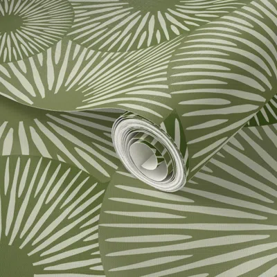 Spoonflower Peel And Stick Wallpaper Moss Green Upside Down Mushrooms In A All Over Non Directional Design 2' X 