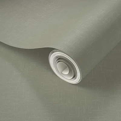 Spoonflower Peel And Stick Wallpaper Muted Olive-gray. Understated Solid Plain. Coordinate.linen Texture 2' X 12