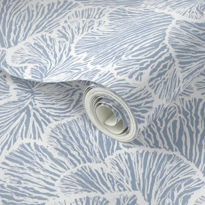 Spoonflower Peel And Stick Wallpaper Myra - Coral Reef Ocean Aerial Blue - Calming Relaxing Flow Balance Medium 