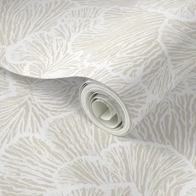 Spoonflower Peel And Stick Wallpaper Myra - Earthy Japandi Subtle Clay White Connecting Biophilic Minimalism (m)