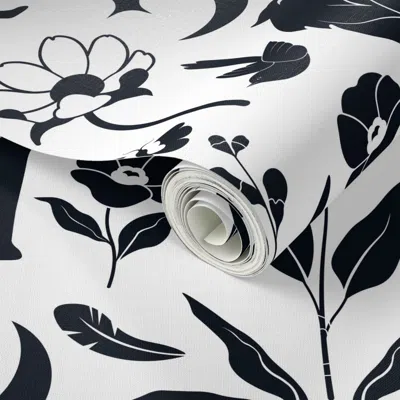 Spoonflower Peel And Stick Wallpaper Mystic Wolves And Florals 2' X 12' Removable