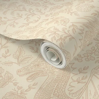 Spoonflower Peel And Stick Wallpaper Mythos Dragon Winter White 2' X 12' Removable