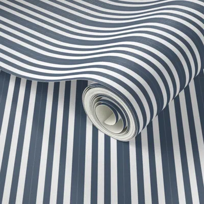 Spoonflower Peel And Stick Wallpaper Nancy Stripe Border Hale Navy And White  Removable