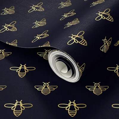 Spoonflower Peel And Stick Wallpaper Napoleon's Golden Bees. Golden Royal Bees Of France On Black In Antique 2' 
