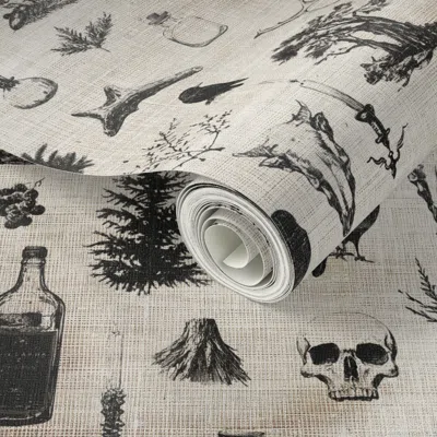 Spoonflower Peel And Stick Wallpaper Natural History Halloween Hallowyule Small  Removable In Neutral