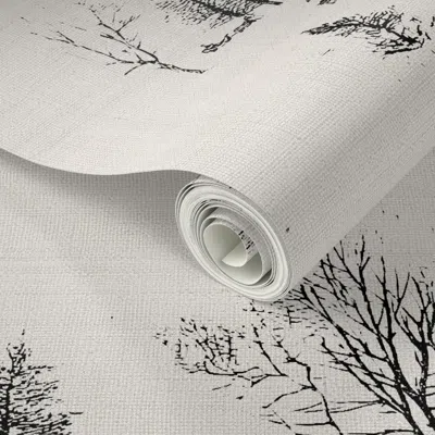 Spoonflower Peel And Stick Wallpaper Natural History Holiday Snow Toile 2' X 12' Removable