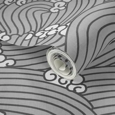 Spoonflower Peel And Stick Wallpaper Navi Grey Large 2' X 12' Removable