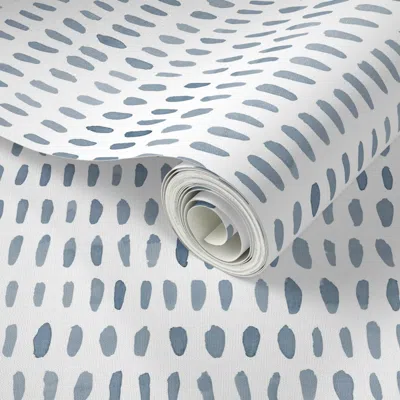 Spoonflower Peel And Stick Wallpaper Navy Blue Watercolor Dashes 2' X 12' Removable