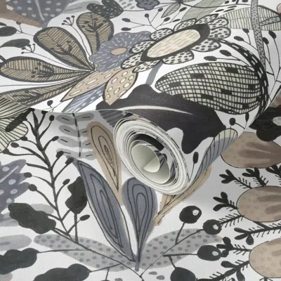 Spoonflower Peel And Stick Wallpaper Neutral Floral Flipped Repeat  Removable