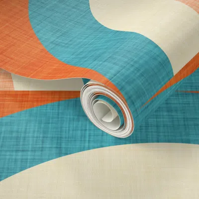 Spoonflower Peel And Stick Wallpaper New Mid Mod Rainbow Magic Blue - Mid Century - Retro Boho 2' X 12' Removabl