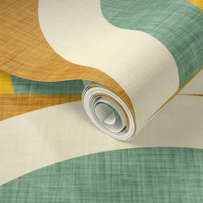 Spoonflower Peel And Stick Wallpaper New Mid Mod Rainbow Magic Green - Mid Century - Retro Boho 2' X 12' Removab