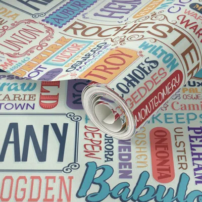 Spoonflower Peel And Stick Wallpaper New York Cities And Towns - Large 2' X 12' Removable